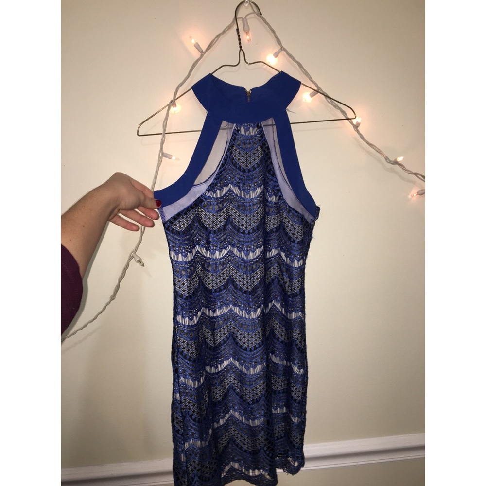 Lace royal blue homecoming dress